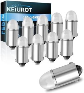 Keiurot 1893 Led Bulb 1895 1815 1816 53 57 Bulb BA9S Led Bulb for Indicator Lights Car Dome Map Trunk License Plate Courtesy Step Light Warm White DC/AC 12V, 10-Pack