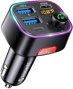 Syncwire Bluetooth 5.3 FM Transmitter Car Adapter 48W (PD 36W & 12W) [Light Switch] [HiFi Bass Sound] [Fast Charging] Wireless Radio Music Adapter LED Display Hands-Free Calling Support USB Drive