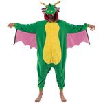 Spooktacular Creations Unisex Adult jumpsuit Plush Jumpsuit jumpsuits Dragon Costume with Hat and Pink Wings for Dress Up Party Role Playing Themed Parties Halloween Costume (XL)