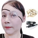 AMZVIO 2pcs Eye Shield After Cataract Surgery,Eye Shield for Sleeping after Surgery,Extended Elastic Band Longer & Wider for Adults Eye Protector Clear Eye Patch (Black+Beige)