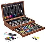 The Magic Toy Shop 112 PCS Childrens/Kids Wooden Case Art Set Paint Pencil Crayons Pastels Artist Creative Gift Colouring Drawing Painting Kit