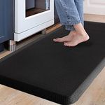 Carvapet Non Slip Kitchen Mat Anti Fatigue Standing Mats Cushioned Comfort Kitchen Floor Mats PVC Waterproof Runner Rug for Standing Desk, Kitchen, Office (Black,44x99cm)