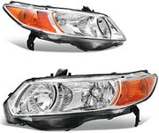 AUTOSAVER88 Headlight Assembly Compatible with 2006-2011 Civic Coupe OE Style Replacement Headlamps Amber Park Lens