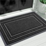 Buganda Floor Door Mat, Heavy Duty Doormat Outdoor Indoor, Natural Rubber Mat, Non Slip, Low Profile Outdoor Mat for Home Entrance, Garage, Patio Porch Farmhouse, 29x17, Black