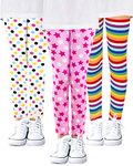 Auranso Girls Leggings 3 Pack Toddler Girl Floral Pattern Stretchy Legging Kids Full Length Tights Pants 11-13 Years