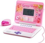 Happiegg Kids Laptop - Educational Toy for Kids with 80 Activities to Learn English Words, Math, Play Games and Music, Christmas Birthday Gifts for Boys Girls, Pink