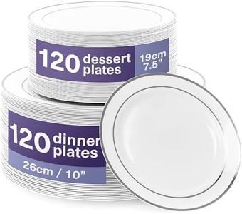 MATANA 240 Premium Weiße Plastikteller mit Silberrand, 2 Größen - Unzerbrechliche & Mehrweg Kunststoffteller, Partyteller für Hochzeiten, Geburtstage, Partys - Elegantes & Stabiles Partygeschirr