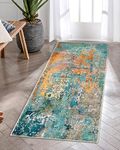 Lahome Modern Abstract Runner Rug - 2x4.3 Washable Hallway Rug Runner Soft Bathroom Mat, Non Slip Indoor Throw Carpet Runner for Bedside Camper Basement Laundry Room Front Door, Rosy Clouds