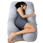 CareFoam Pregnancy Pillow for Sleeping – U-Shape Full Body Maternity Pillow with Removable Washable Velvet Cover | Support for Back, Hips, Legs & Belly | Soft Grey