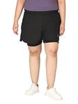 CHKOKKO Plus Size Double Layered Sports Gym Workout Running Shorts for Women Black XL