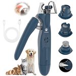 Dog Nail Grinder, VOLUEX Upgraded 2-in-1 Dog Nail Clippers Electric Pet Nail Trimmer with LED Light Professional Safe Paws Grooming & Smoothing for Large Medium Small Dogs & Cats Blue