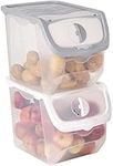 Ritzy Storage Containers with Lids Stackable For Vegetables Fruits Onions Potatoes Rice 12 L - 2 piece, White,grey