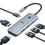 USB C Hub Dual HDMI, USB C to Dual Monitors Adapter to Dual 4K HDMI, 3 USB, PD Charging Port, USB C Docking Station Dual Monitor for Dell XPS 13/15, Lenovo Yoga, HP x360 /Elitebook, etc
