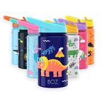 BOZ Kids Insulated Water Bottle with Straw Lid - Stainless Steel Vacuum Double Wall Toddler Water Bottle, 14 oz (414ml) Scratch-Resistant BPA-Free and Dishwasher-Safe Kids Water Bottle (Dinosaur)