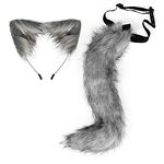 UPWalker Faux Fur Wolf Tail Fox Ears Headband Cosplay Costumes Masquerade Grey