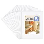 Golden State Art, Acid Free, Pack of 10 11x14 White Picture Mats Mattes with White Core Bevel Cut for 8x10 Photo