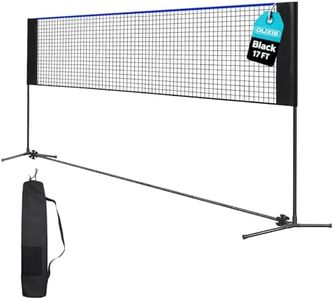 OLIXIS Portable Badminton Net, Height Adjustable Volleyball Net, Badminton Net with Carry Bag, Volleyball Net for Pool, BackyardGame Indoor Outdoor Use, 17FT Wide, Blue