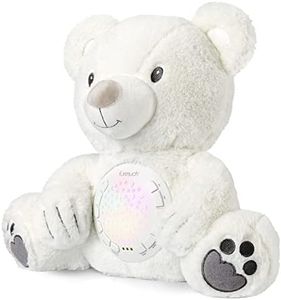 Baby Sleep Soother, Mom's Heartbeat Lullabies & Shusher, Soothing Sounds White Noise Machine, Auto-Off Timer Night Light Projector, Unique Gifts for Babies, Stuffed Animal Toys (Polar Bear)