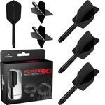 Mission Darts Force 90 | Integrated Precision Moulded Dart Flight And Shaft System, Pack of 3 Professional Highly Durable 2-In-1 Combined Dart Flights And Stems | Slim (Black, Medium)