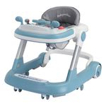 UBRAVOO 2 in 1 Baby Walker, Toddler Baby Push Walker with Removable Feeding Tray and Music Tray(Without Battery), Foldable Activity Walker for 6-18 Months Boys and Girls-Blue