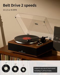 Bluetooth Vinyl Record Player with Built-In Speakers
