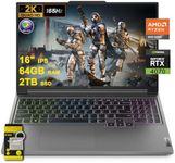 Lenovo Legion Slim 5 Gaming Laptop 16" QHD+ (2560x1600) 165Hz (100% sRGB, G-SYNC) AMD Zen 4 Octa-Core Ryzen 7 8845HS (>i7-12700H) 64GB RAM 2TB SSD GeForce RTX 4070 RGB Backlit Win11 w/ICP Accessory