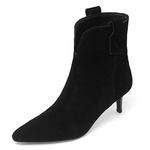 Dance&Style Women's 2.36 Inches Kitten Heels Shoes Leather Suede Ankle Boots Retro Winter Boots, Black, 8.5