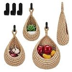 YIQXKOUY 3 Sizes Teardrop Hanging Wall Baskets Onion Basket Coat with Hooks Bohemian Storage Fruit Wall for Kitchen Home Restaurant Garlic Onion Tomato Potato Vegetable Planters