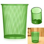 ARA CHOICE Colourful Metal Mesh Waste Bin Rubbish Paper Net Basket Home Office Durable and easy to use Recycling Bin for Bedrooms Multi Colour. (Green)