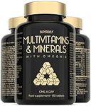 Multivitamin Tablets for Men & Women - Multivitamins and Minerals with Omega 3 - Adult Multi Vitamins Supplements with 100% Daily of Zinc, Iron, Vitamin D, C, B12 & 26 Nutrients - 60 Tablets One a Day