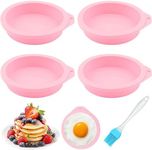 Silicone Non-Stick Air Fryer Egg Molds, 4Pcs Silicone Egg Poaching Cup Nonstick Egg Mold,Air Fryer Egg Molds Silicone,Round Silicone Air Fryer Bites Egg Mold,4 inch Silicone Mini Pancake Mold for Cake