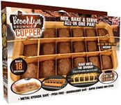 Brooklyn Brownie Copper by GOTHAM STEEL Nonstick Baking Pan with Built-In Slicer, Ensures Perfect Crispy Edges, Metal Utensil and Dishwasher Safe