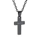 PROSTEEL Customize Name Necklace Cross Necklace Black Stainless Steel Chain Christian Jewelry