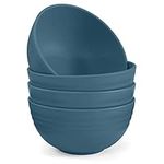 Odoland Cereal Bowls 4 Pieces, Unbreakable and Reusable Lightweight Bowl for Rice Noodle Soup Snack Salad Fruit Dishwasher Safe, Microwave Safe for Family Indoor Outdoor Blue Large