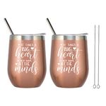 ELEGANTPARK Teacher Appreciation Gifts for Women Teacher Wine Tumbler Set of 2 Teacher Gifts Christmas Gifts for Teachers Thank You Present from Student Rose Gold Coffee Mug 12 oz