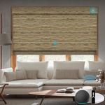 SmartWings Motorized Natural Woven Wood Blinds for Windows, Electric Auto Roman Shades with Remote for Sliding Doors, Compatitable with Alexa/Homekit/Google Home, Customized, Kenaf-016