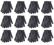 Gelante Adult Winter Gloves Knitted Magic Gloves Wholesale Lot 12 Pairs Bulk, Gray, Large