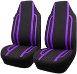 Flying Banner Universal Fabric Car Seat Covers Vertical Bar Splicing Design Airbag Compatible Protector (2 Fronts, Black and Purple)