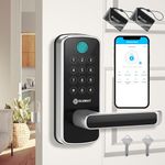 OLUMAT Smart Lock with Handle: Wi-Fi Keyless Entry Door Lock - Smart Locks for Front Door - Biometric Fingerprint Door Lock - Smart Door Lock with Keypad - Garage Door with App Control - Auto Lock