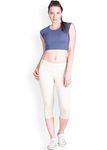 Lyra Women Solid Premium Cotton Capri Cream