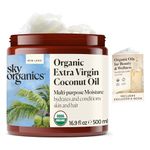 Sky Organics Organic Extra Virgin Coconut Oil for Hair & Skin, 100% Pure & Cold-Pressed USDA Certified Organic to Moisturize, Soften & Nourish, 16.9 fl. Oz