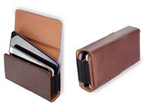 WHITBULL Dual Phone Belt Holster Leather Case Cover Clip Magnetic Closure for Apple iPhone Xs Max (6.5 Inch) - Coffe Brown