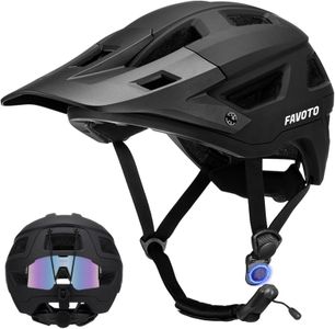 Favoto Mountain Bike Helmet, Lightweight Adjustable Black – Adult & Youth MTB Cycling, Magnetic Buckle, CE Certified, Size M