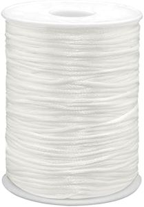 YEQIN 2mm x 100 Yards Rattail Satin Nylon Trim Cord Roll,Chinese Knot,Rattail Trim Thread for Jewelry Making,Decorations,Beading,Sewing White