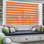 ZEBRA BLINDS Polyester Curtain Blinds for Windows and Doors with Dual Shade, Horizontal Stripes, Sheer and Solid Fabric, Light Control/Blackout Blinds, Waterproof (ORANGE) WIDTH 180XHEIGHT 130CM