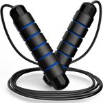 De Jure Fitness Jump Rope, Tangle-Free Rapid Speed Skipping Rope for Women, Men, and Kids, Adjustable Jump Rope Workout with Anti-Slip Handles for Fitness, Home Exercise & Slim Body (Blue)