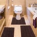 ACCUMTEK Striped Brown Bathroom Rug