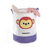 House of Quirk Round Laundry Basket, Cute Cartoon Kids Nursery Hamper,Boys Toy Storage Organizer,Childern Cloth Storage Basket,Baby Laundry Hamper,Nursery Bin Box Room Decoration (Monkey)