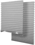 SEEYE Light Filtering Temporary Blinds Cordless Shades Fabric Pleated Fabric Shade Easy to Cut and Install, 48" W x 72" L - 2 Pack, Grey, with 4 Clips