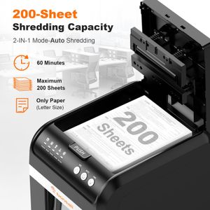Bonsaii Auto Shredder – 200-Sheet High-Capacity Paper Shredder